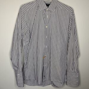 Men’s David Donahue Men 15.5 size black stripe button up